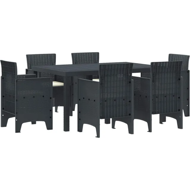 vidaXL Tuin Eetset 7 st Antraciet Polt riet Anthraciet