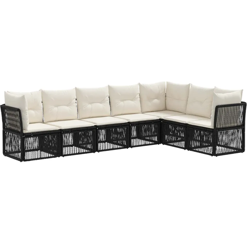 vidaXL Tuinbankenset 7 st 7-zits Zwart poly rattan, foto 3