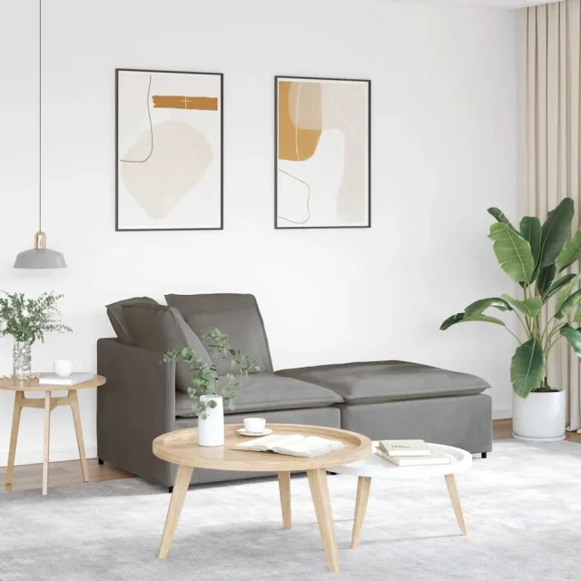 vidaXL Modulaire bank met voetenbank&kussens corduroy stof lichtgrijs grijs, foto 2