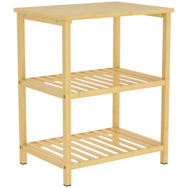 COVREO Bijzettafel 40,6x30x50,5 cm naturel bamboe - 3 niveaus met lattenplanken - voor woonkamer en slaapkamer Natural