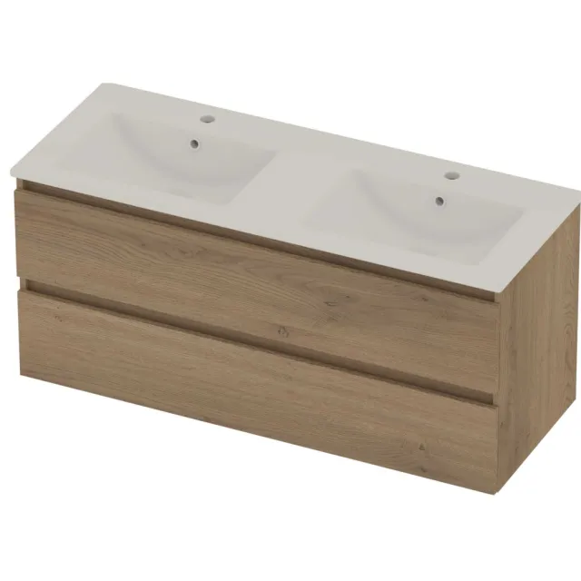 Basic-Line Coach 46 Badmeubelset Porselein 120x46x54 cm C46GWEPO120D2 Pure Oak Glans Wit