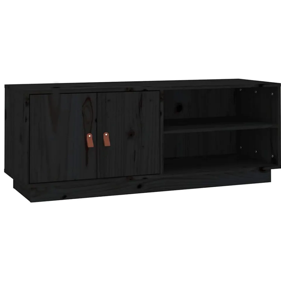 vidaXL Tv-meubel 105x34x40 cm massief grenenhout zwart