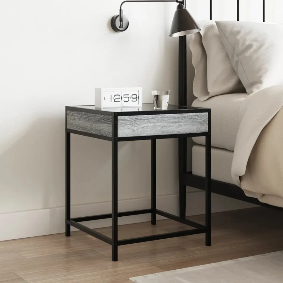 vidaXL Nachtkastje met Infinity LED 40x40x51 cm grijs sonoma eiken, foto 3
