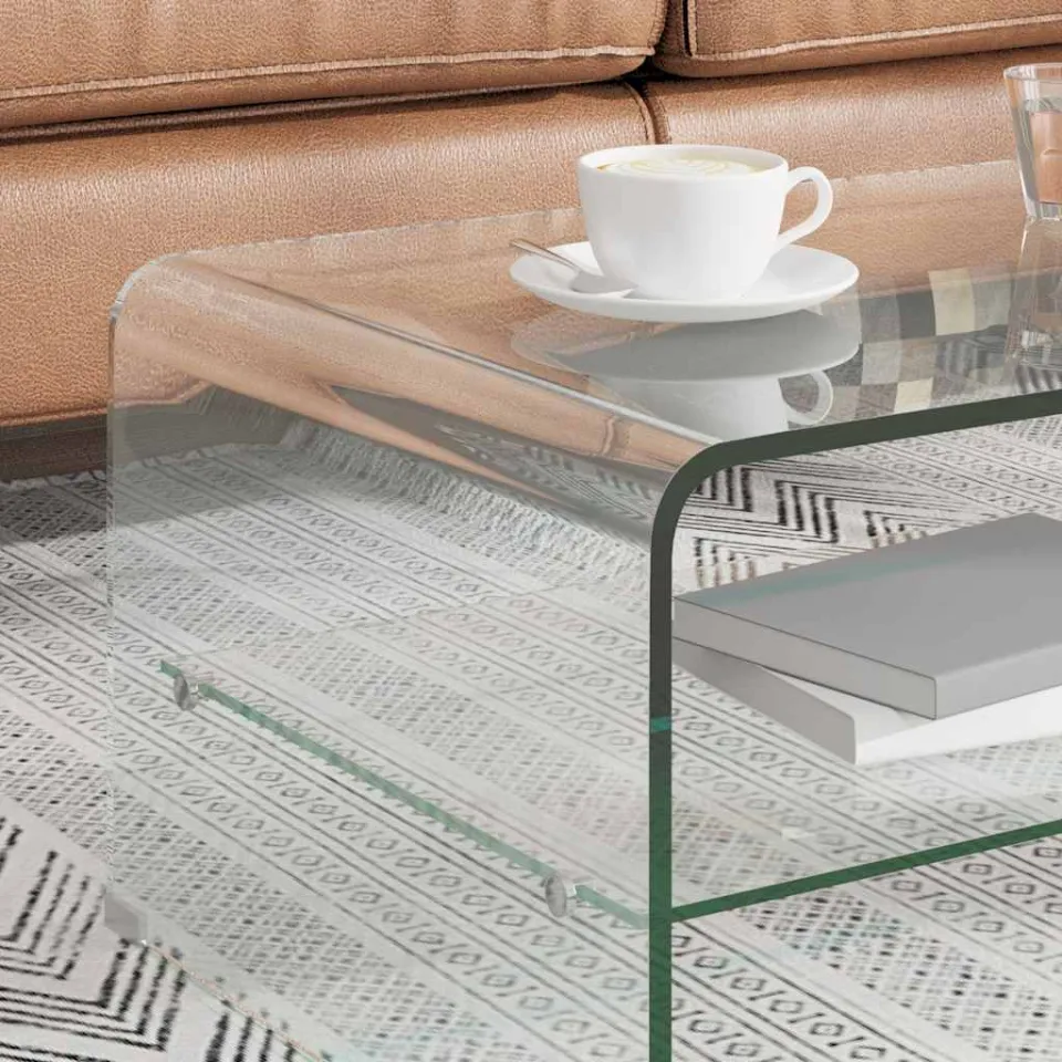 vidaXL Salontafel 50x45x33 cm gehard glas transparant transparent, foto 3