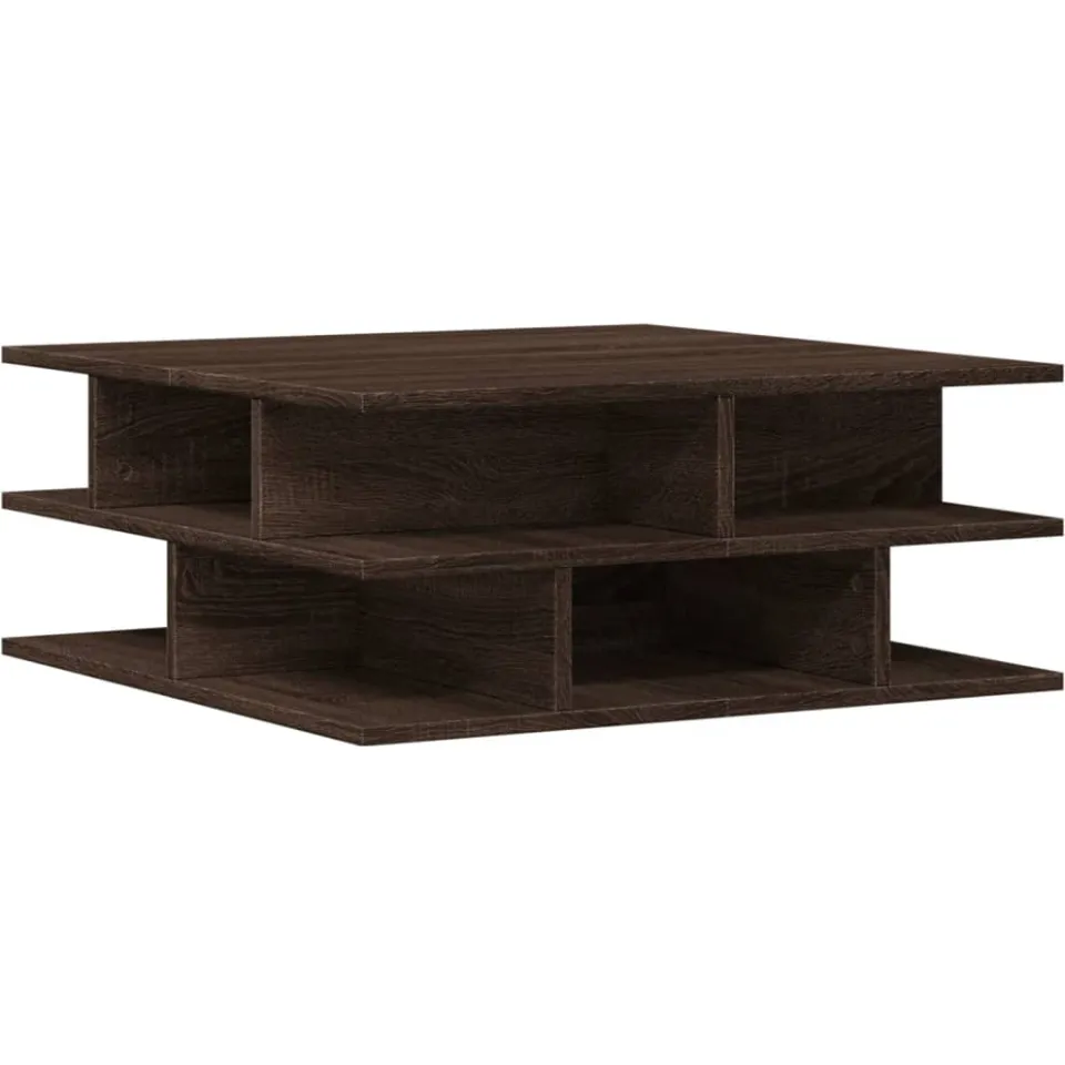 vidaXL Salontafel 70x70x29 cm bewerkt hout bruin eikenkleur, foto 4
