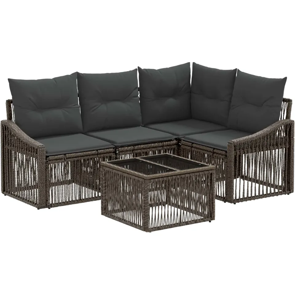 vidaXL Tuinbankenset 5 st 4-zits Grijs poly rattan, foto 3