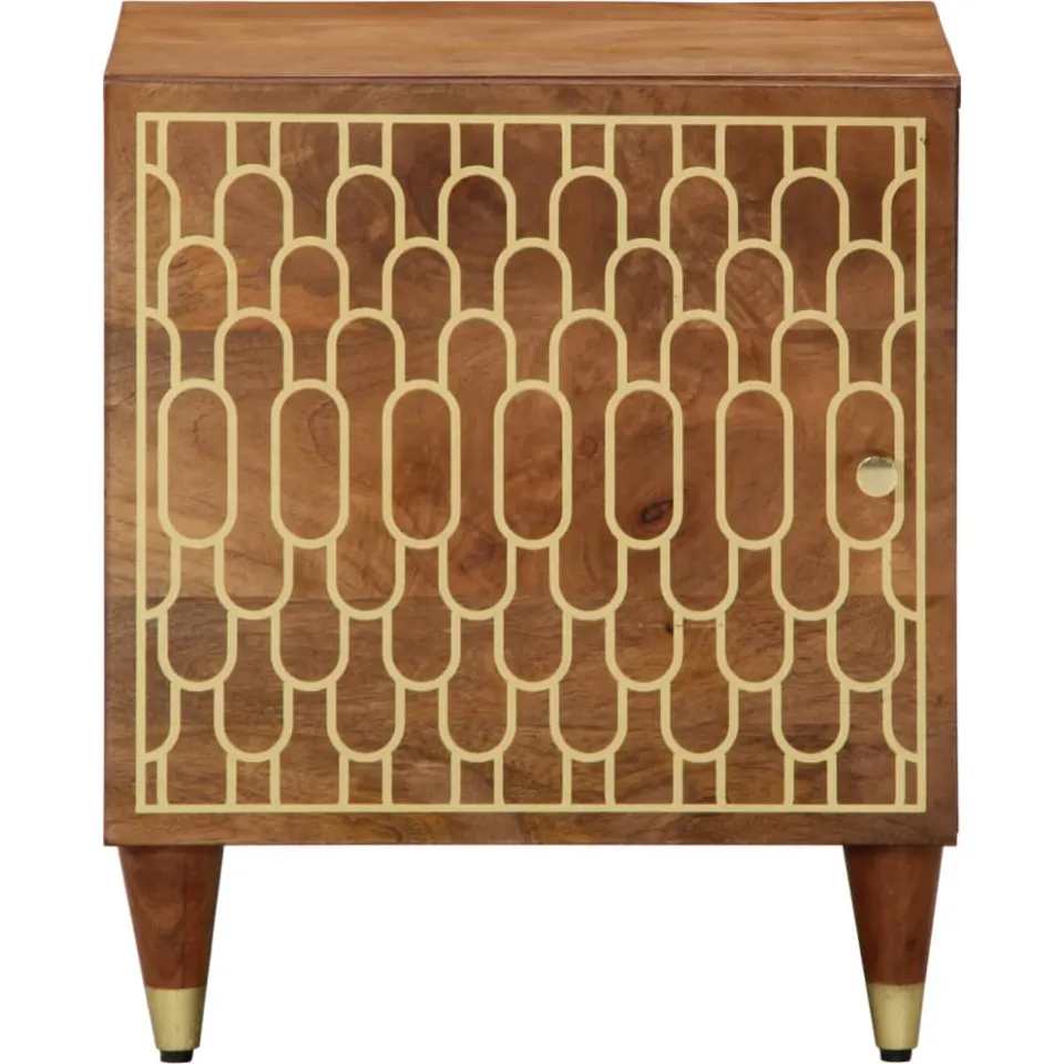 vidaXL Nachtkastjes 2 st 40x33x46 cm massief mangohout bruin, foto 2
