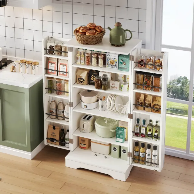 MODENUIT Keukenkast - Met Led-Sensorlicht En Verstelbare Plank - Voor Keuken En Woonkamer - Wit MDF - 120x60x40 Cm