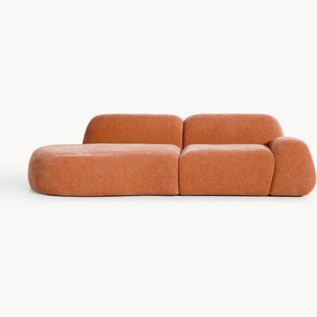 Westwing Collection Modulaire teddy chaise longue Wolke (3-zits) terracotta