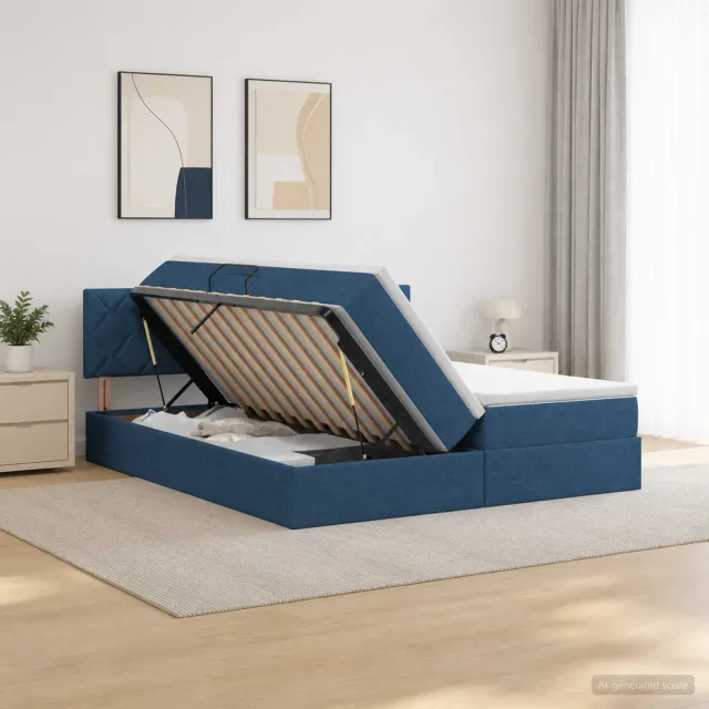 vidaXL Opslag bed met hoofdeinde 2 st Blauw Nep Leer