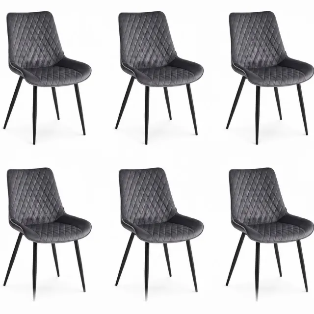 Colenis Adama Eetkamerstoel - Set Van 6 - Grijs - Fluweel - Velvet - Industrieel