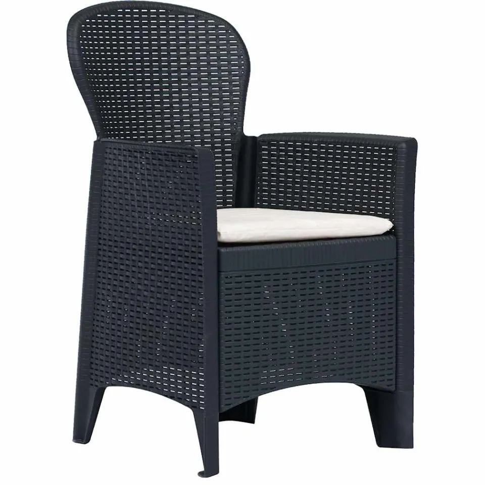 vidaXL 3-delige Tuinset rattan-look kunststof antraciet Anthraciet
