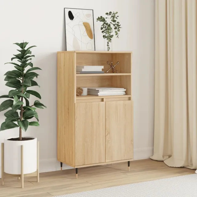vidaXL Hoge kast 60x36x110 cm bewerkt hout grijs sonoma eikenkleurig, foto 2