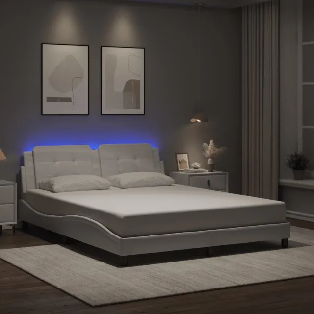 vidaXL Bedframe met LED zonder matras "Zadar" wit 160x200 cm