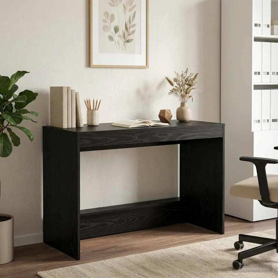 vidaXL Bed Bureau Zwart eiken Bewerkt hout 100 x 45 x 75 cm, foto 3