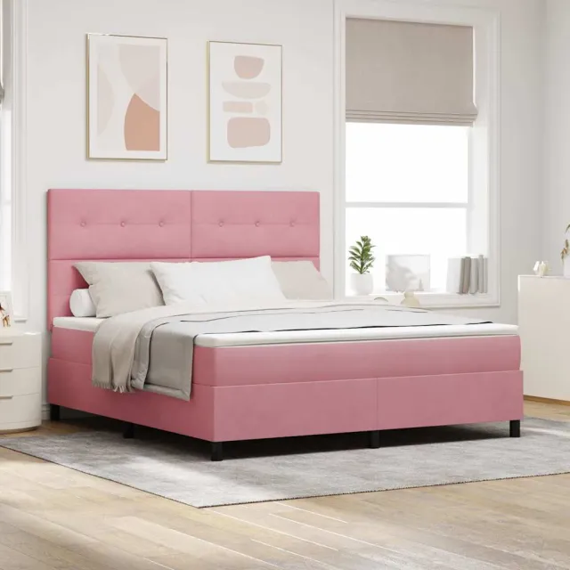 vidaXL Boxspringbed met hoofdeinde Roze 180 x 200 cm Fluweel