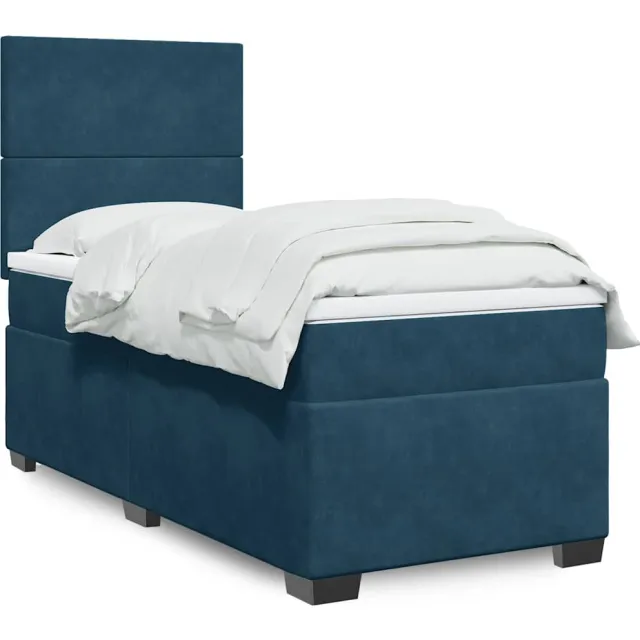 vidaXL Boxspring met matras fluweel blauw 80x200 cm