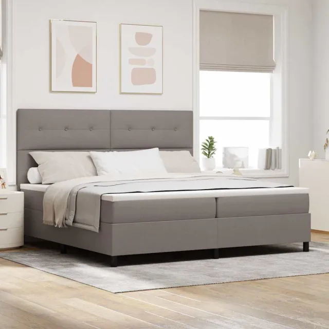 vidaXL Boxspringbed met hoofdeinde Taupe 200 x 200 cm Stof