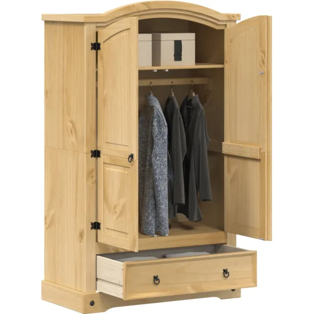 vidaXL Kledingkast "Corona" 101x52x170 cm massief grenenhout Bruin
