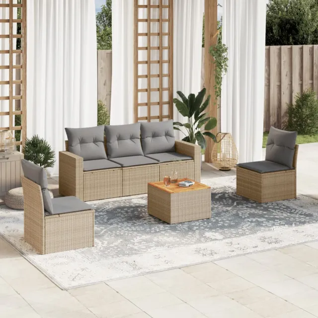 vidaXL Patio Sofa Set 5-zits Mix Beige en Lichtgrijs