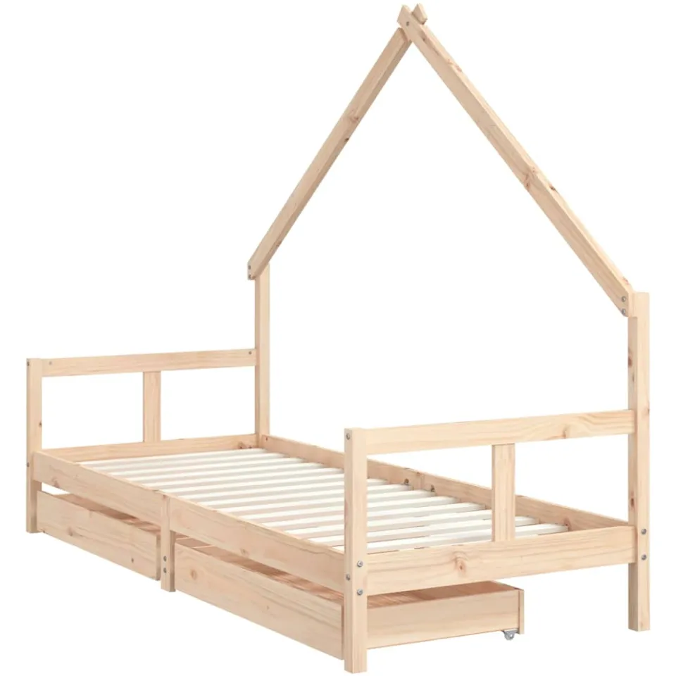 vidaXL Kinderbedframe met lades 80x200 cm massief grenenhout bruin, foto 3