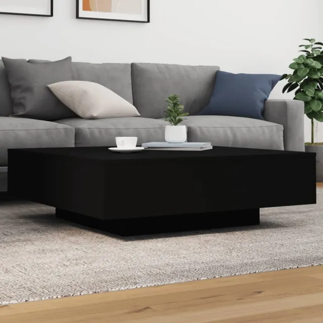 vidaXL Salontafel met LED-verlichting 100x100x31 cm zwart, foto 2