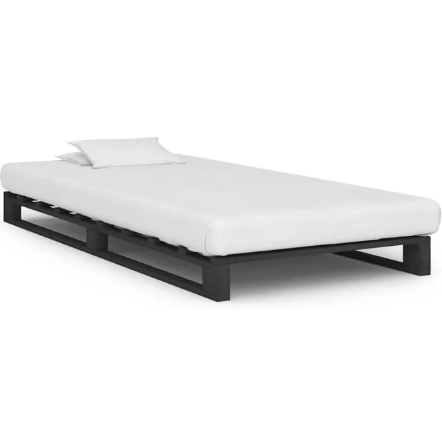 vidaXL Bedframe pallet massief grenenhout grijs 90x200 cm