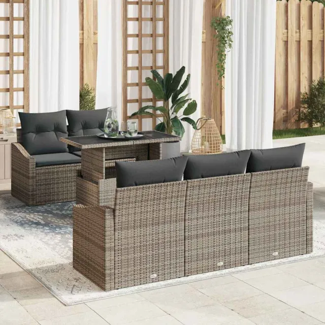 vidaXL Tuin Sofa Set 6 st Grijs poly rattan Zwart
