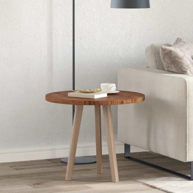 vidaXL Tafelblad Ø 60 x 2,5 cm Rond Massief Eikenhout Licht Bruin