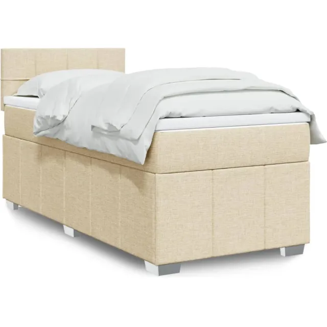 vidaXL Boxspring met matras stof crèmekleurig 90x200 cm