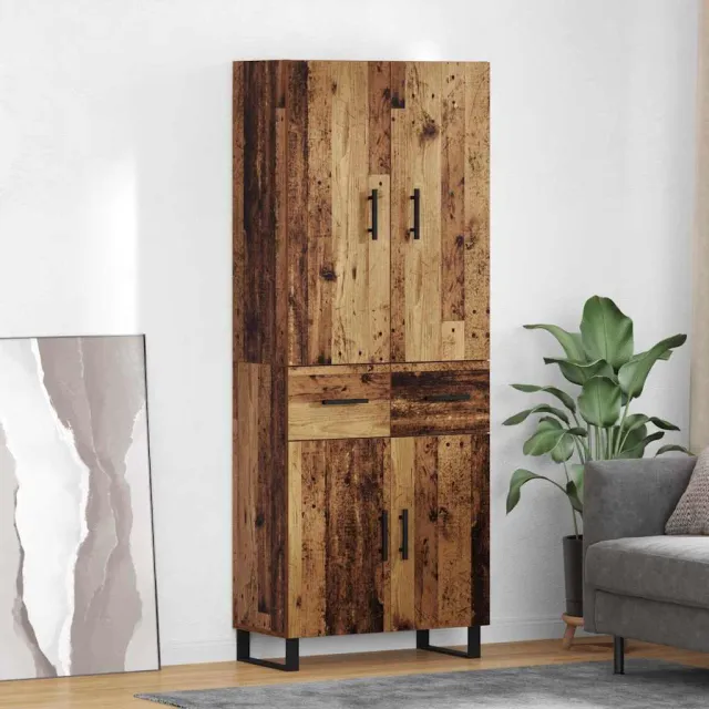 vidaXL Hoge kast 2 st Oud Hout 69,5 x 34 x 180 cm bruin, foto 2