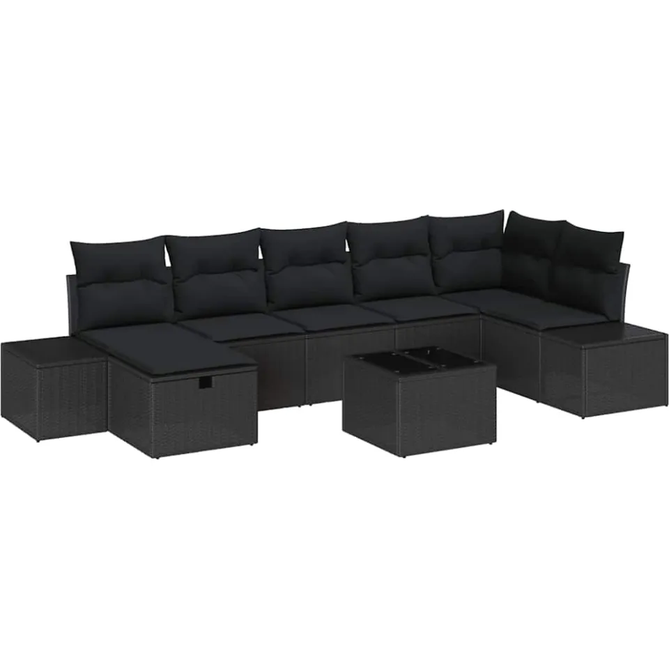 vidaXL Tuin Sofa Set 8 st Zwart poly rattan