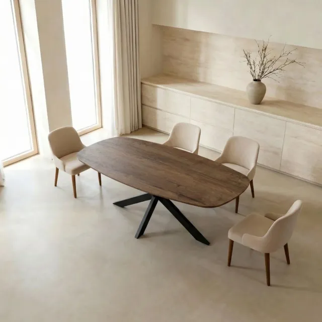 Giga Meubel Eettafel Jaimy - Deens Ovaal Donkerbruin Hout - 200x100x76cm