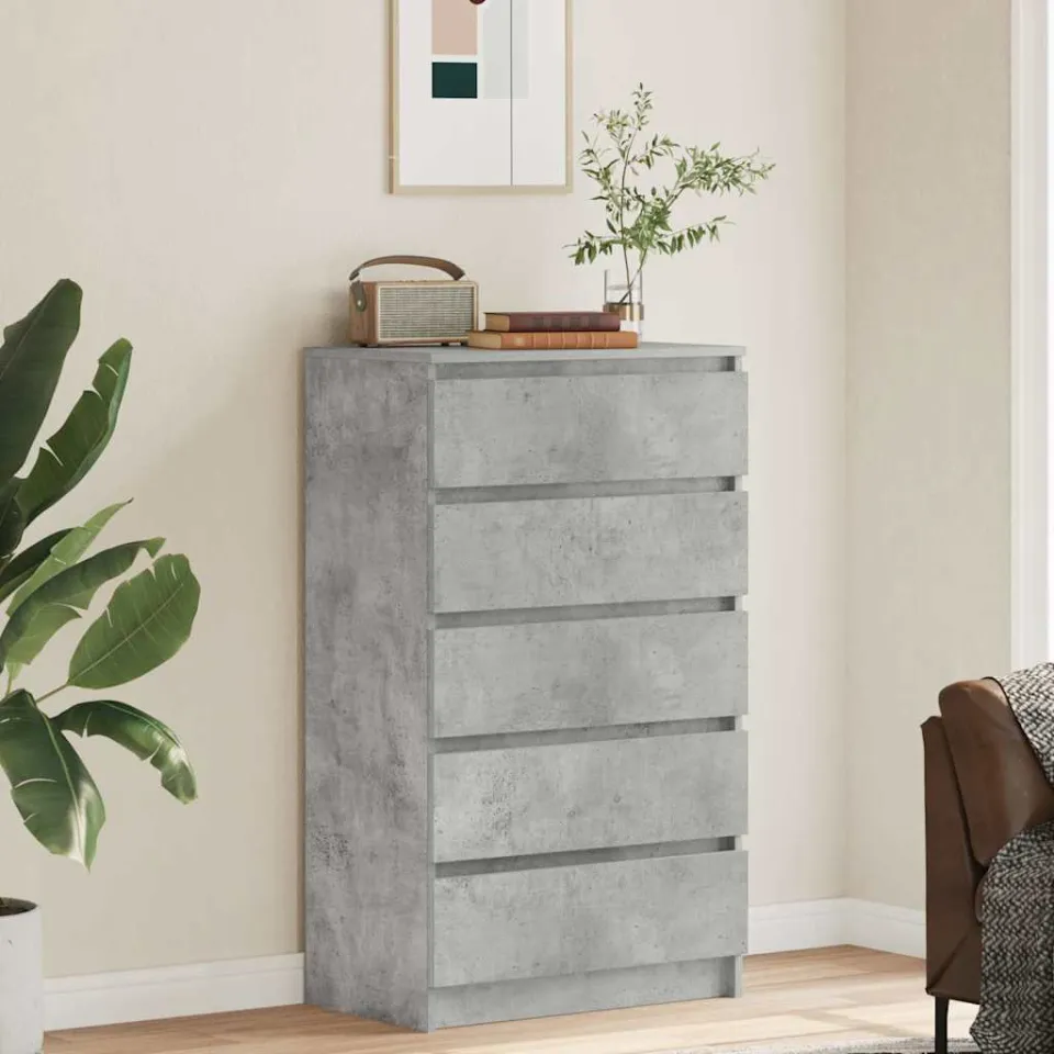 vidaXL Ladekast 60x36x103 cm bewerkt hout betongrijs grijs, foto 3