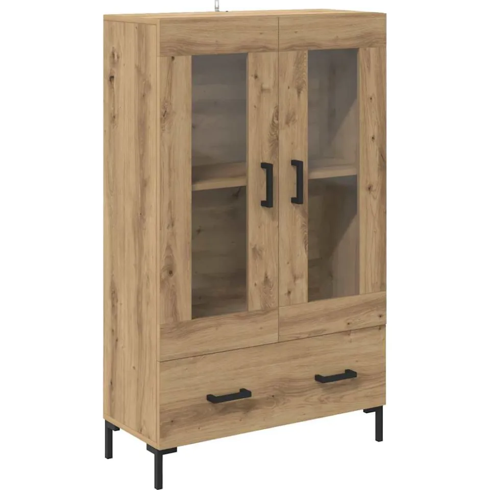 vidaXL Highboard Artisan Eiken 69,5 x 31 x 115 cm Bewerkt hout, foto 3