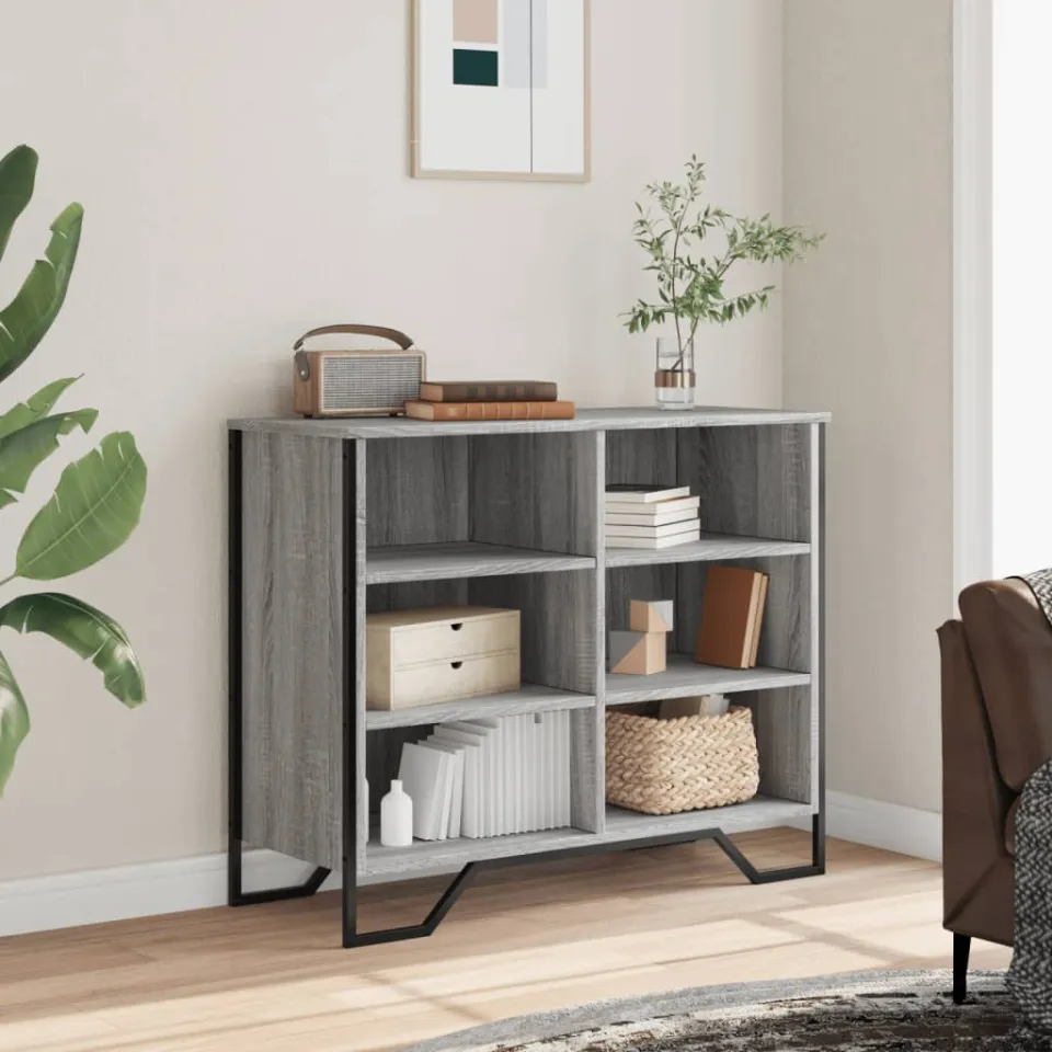 vidaXL Dressoir 91x35,5x74,5 cm bewerkt hout grijs sonoma eikenkleurig, foto 2
