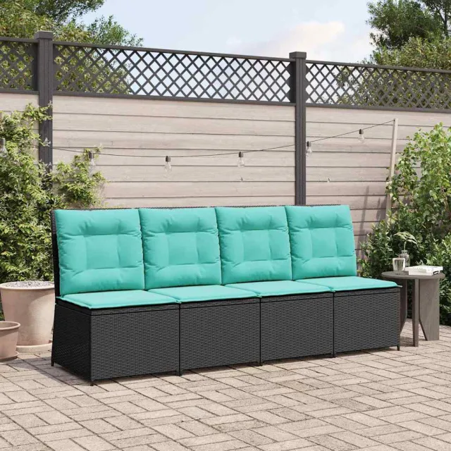 vidaXL Tuinbank Zwart en Turquoise poly rattan, foto 2