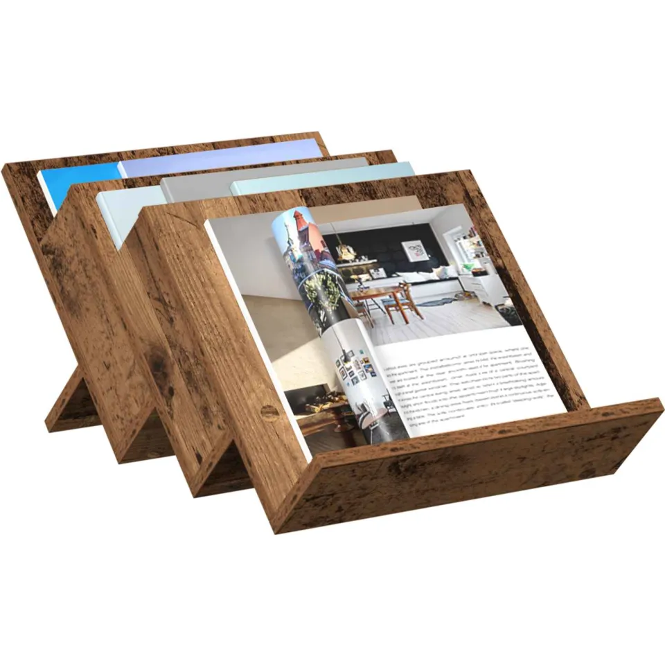 vidaXL Tijdschrift Rek Oudhout 53 x 40 x 28,5 cm Bewerkt hout Bruin