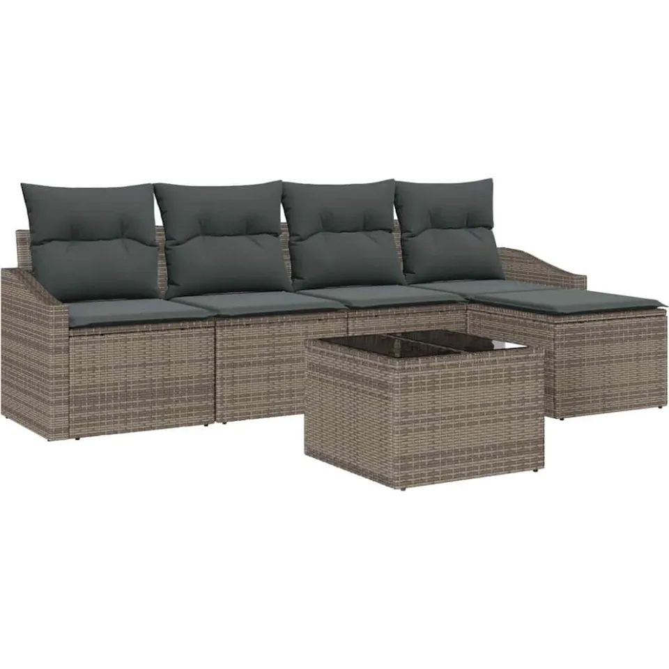 vidaXL Bankstel 6 st Grijs poly rattan