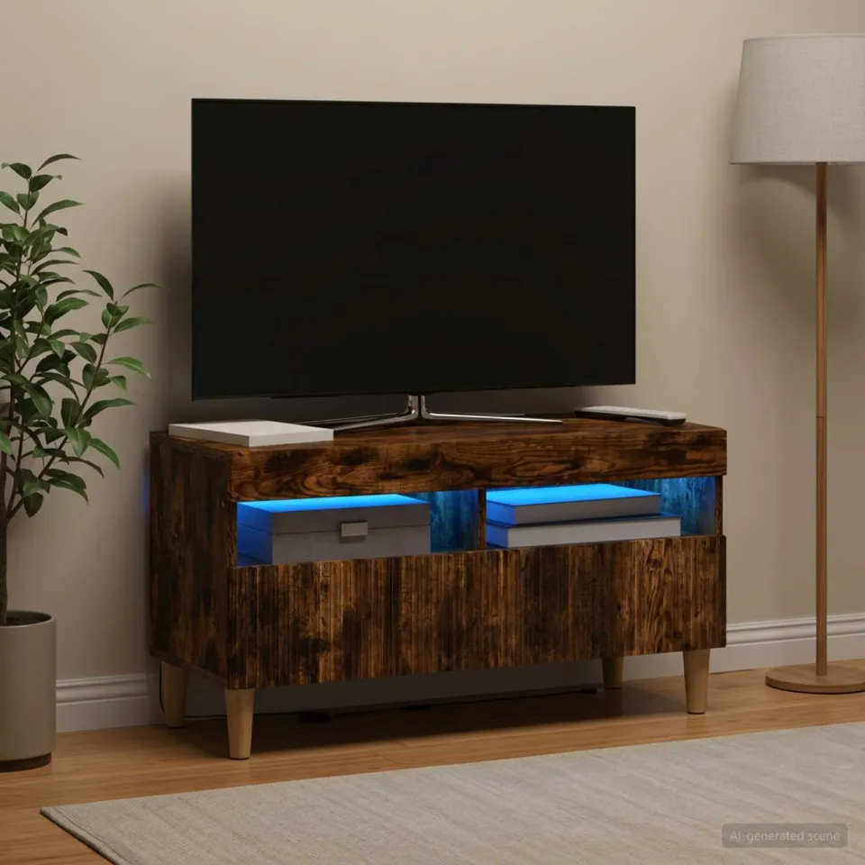 vidaXL LED tv-meubel ARNHEM 81 x 35 x 43 cm Gerookt eiken Bewerkt hout, foto 4