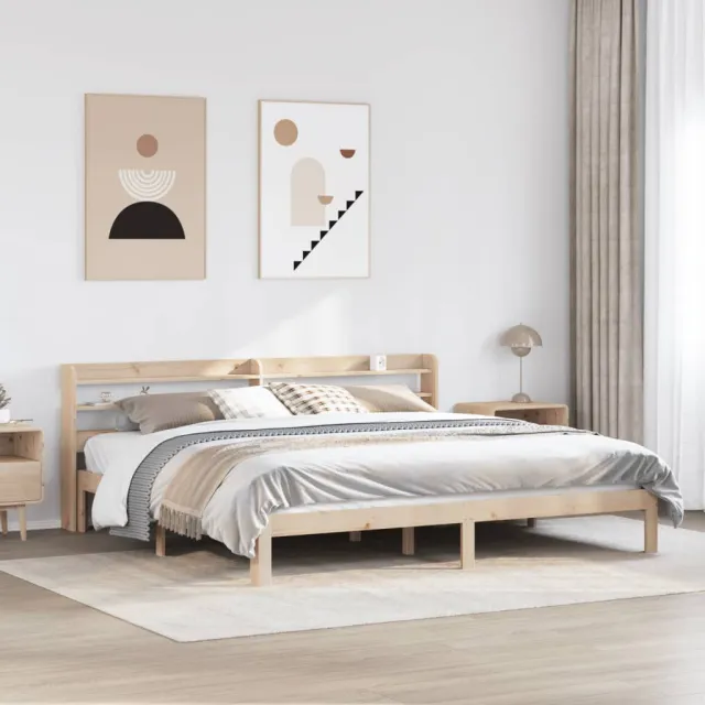 vidaXL Bedframe met hoofdbord massief grenenhout 200x200 cm bruin