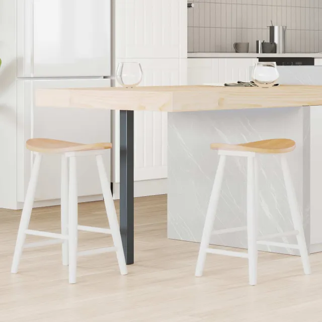 vidaXL Eettafelstoelen 2 st Massief Rubberhout Wit 46 x 37 x 63 cm, foto 2