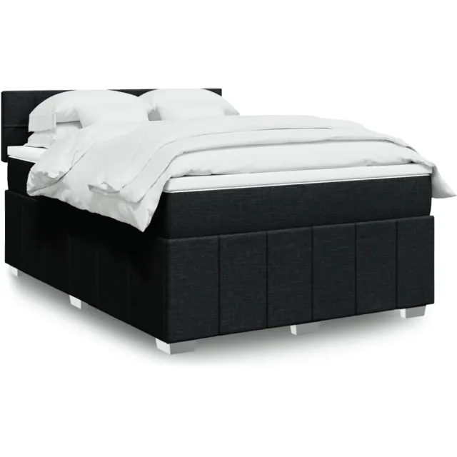 vidaXL Boxspring met matras stof zwart 160x200 cm