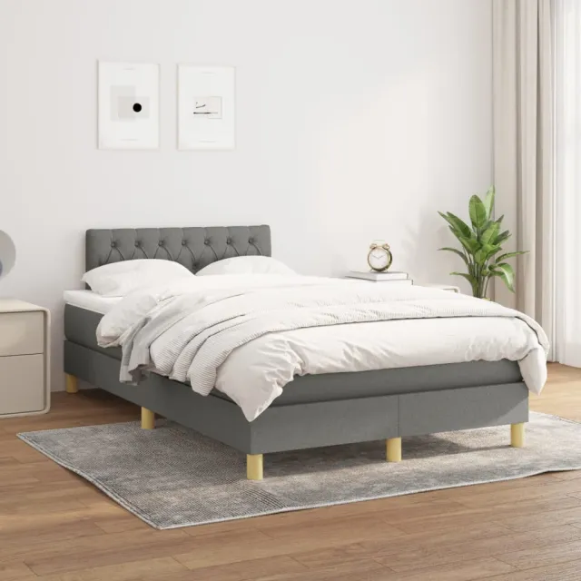 vidaXL Boxspring met matras stof donkergrijs 120x200 cm grijs