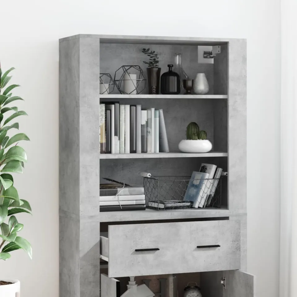 vidaXL Hoge kast bewerkt hout betongrijs grijs, foto 4