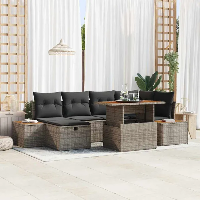 vidaXL Tuin Sofa Set 7 st Grijs poly rattan, foto 2