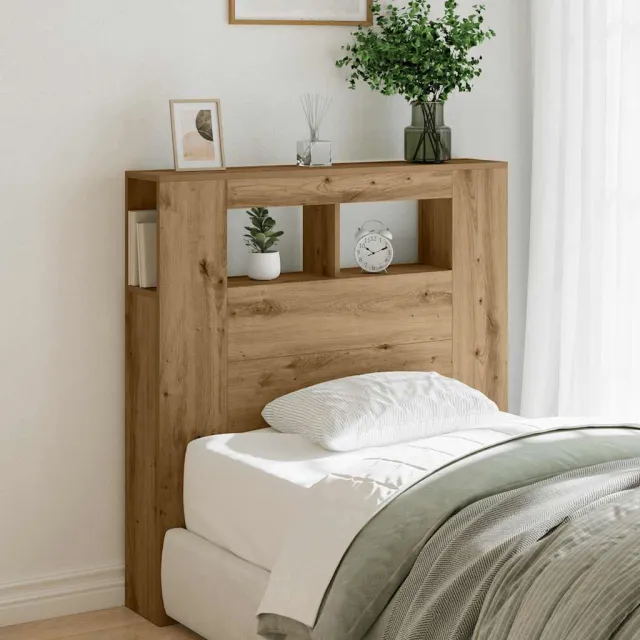 vidaXL Hoofdeinde met LED 100x18,5x103,5 cm hout artisanaal eikenkleur Bruin