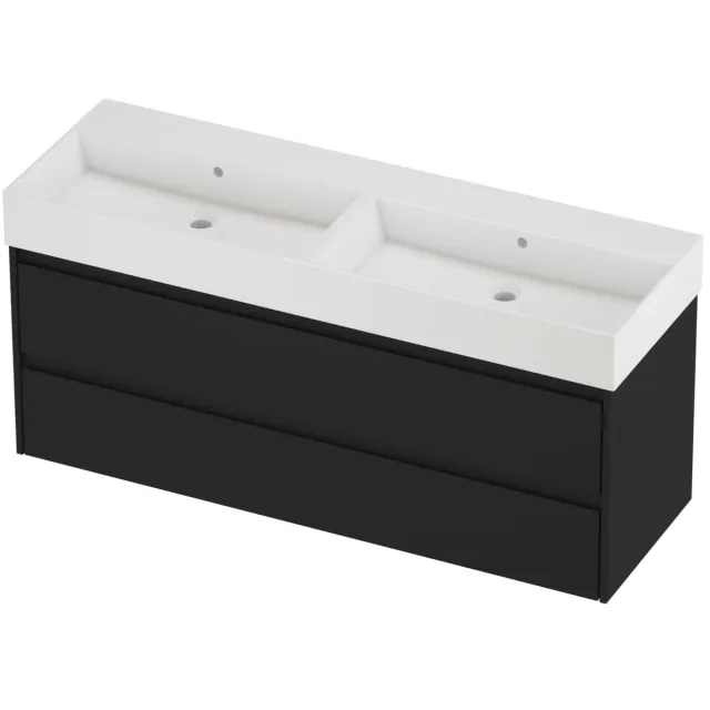 Proline Zara Badmeubelset Porselein Loft 140x46x65 cm Glans Wit Mat Zwart