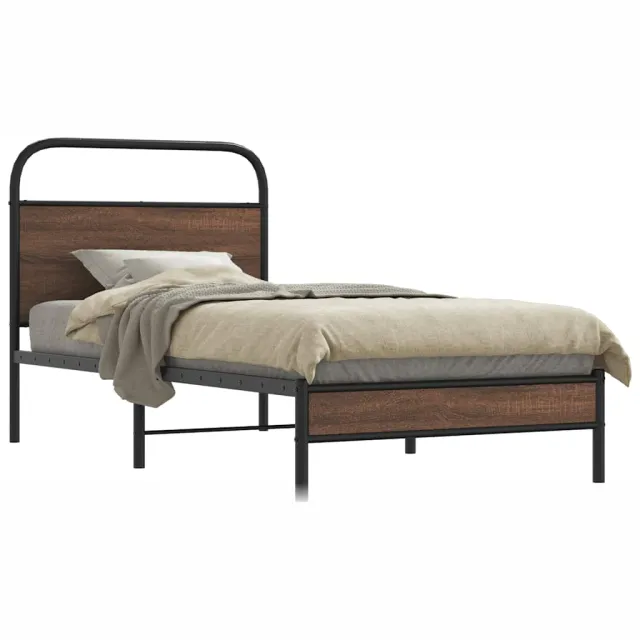 vidaXL Bedframe zonder matras bewerkt hout bruin eikenkleur 90x190 cm