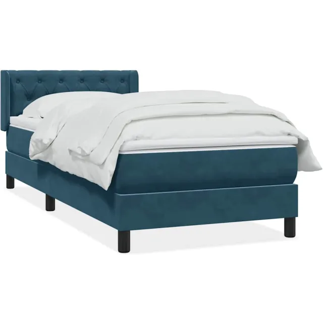 vidaXL Boxspring met matras fluweel donkerblauw 80x220 cm blauw
